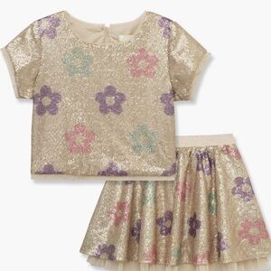 Peek Kids Matching Set with Floral Sequin Design